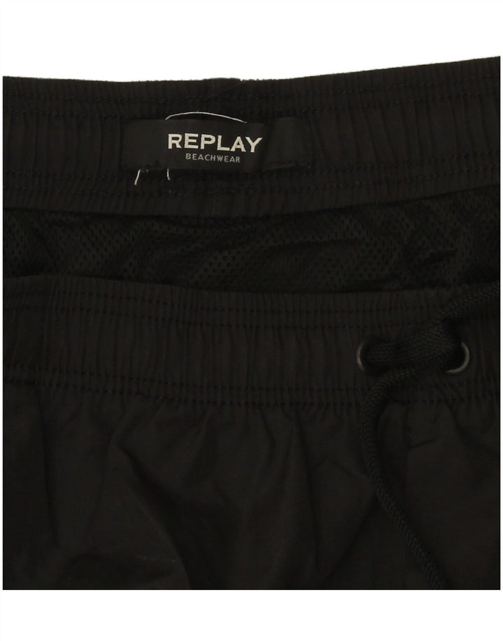 Pantaloncini da bagno grafici da uomo Replay grandi neri
