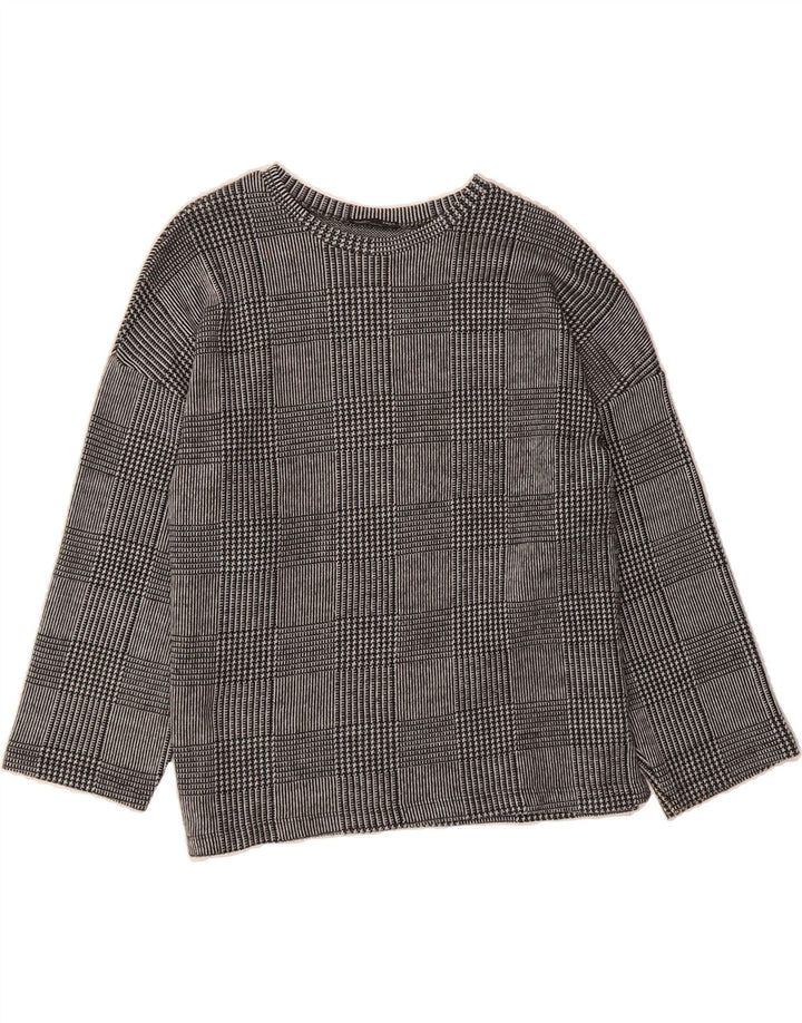 ZARA Womens Boat Neck Jumper Sweater UK 16 Large Grey Houndstooth Vintage Zara and Second-Hand Zara from Messina Hembry 