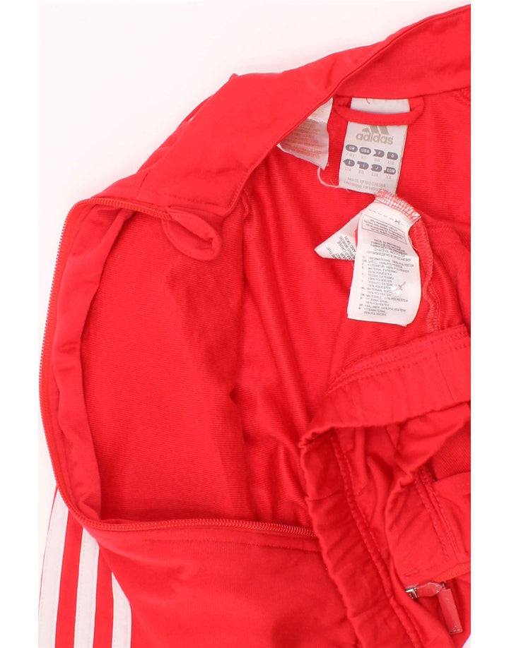 Giacca superiore della tuta da ragazza Adidas 7-8 anni Poliestere color block rosso