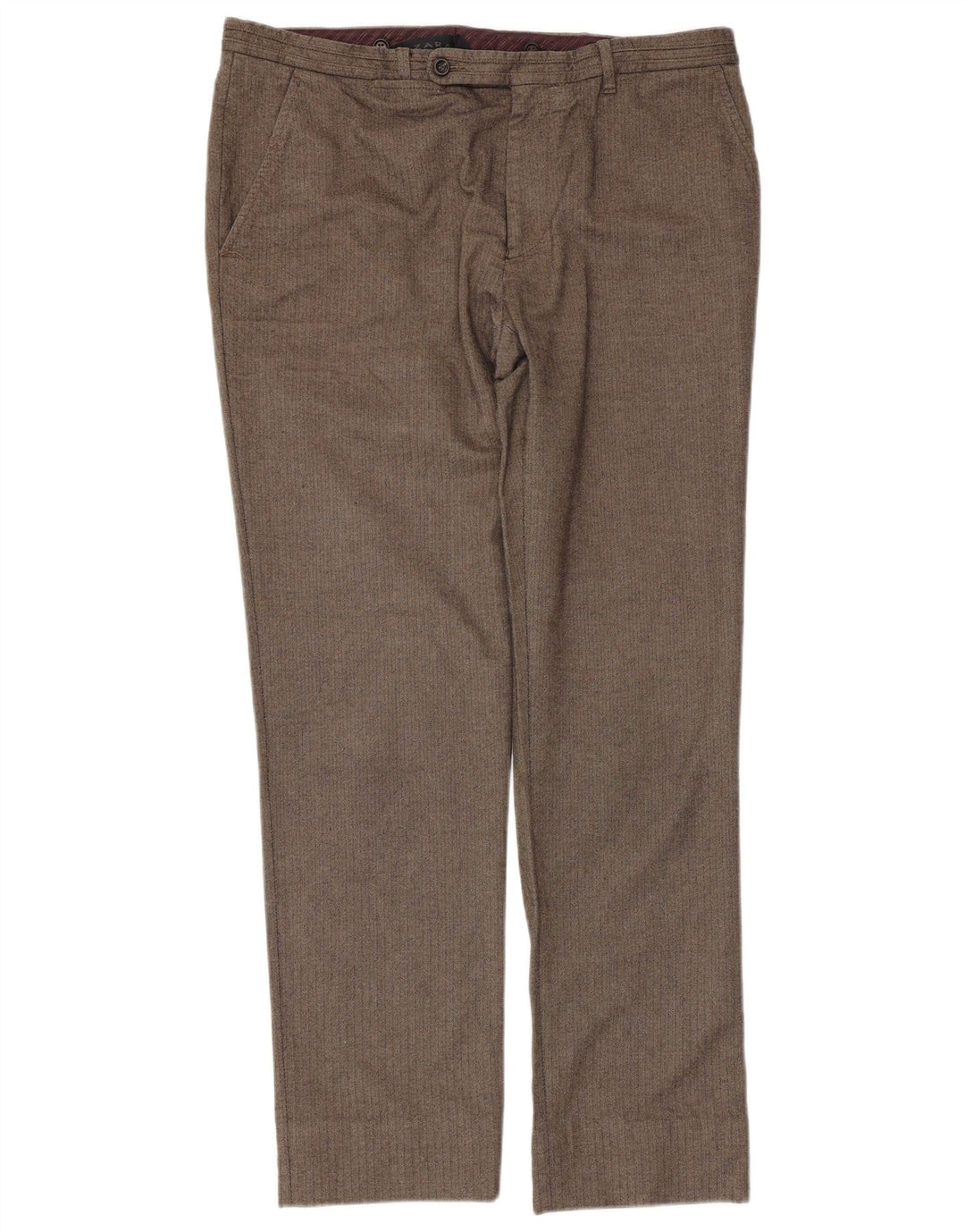 Pantaloni da abito dritti da uomo Zara W36 L31 in cotone grigio a spina di pesce