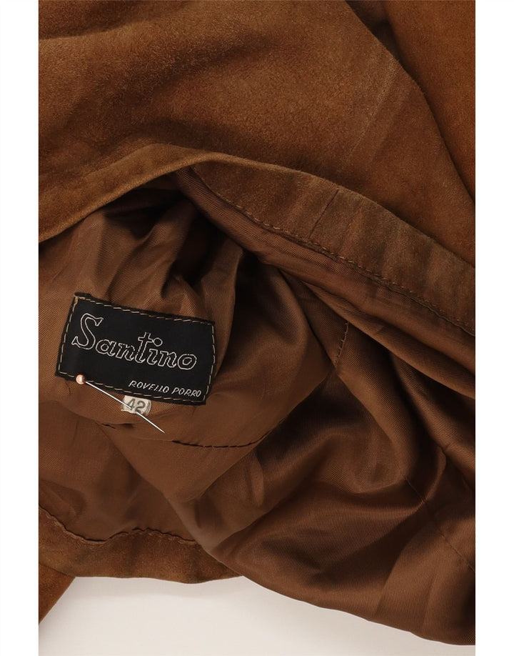 Giacca vintage in pelle scamosciata da donna IT 42 Marrone medio