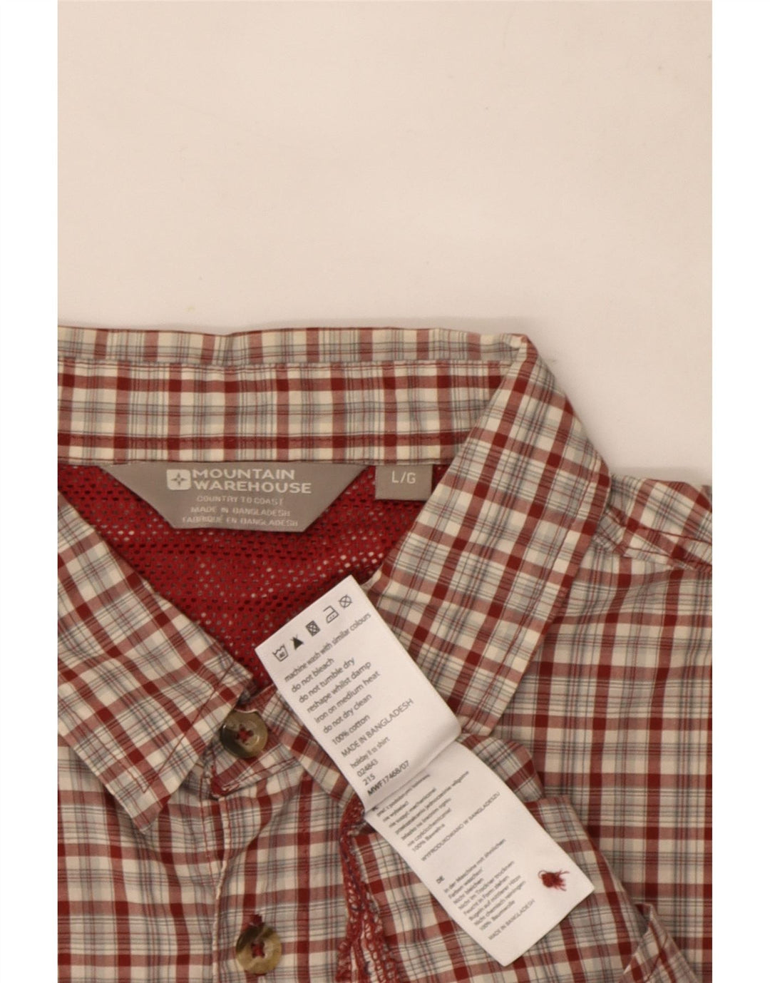Camicia da uomo a maniche corte Mountain Warehouse in cotone a quadri rossi grandi