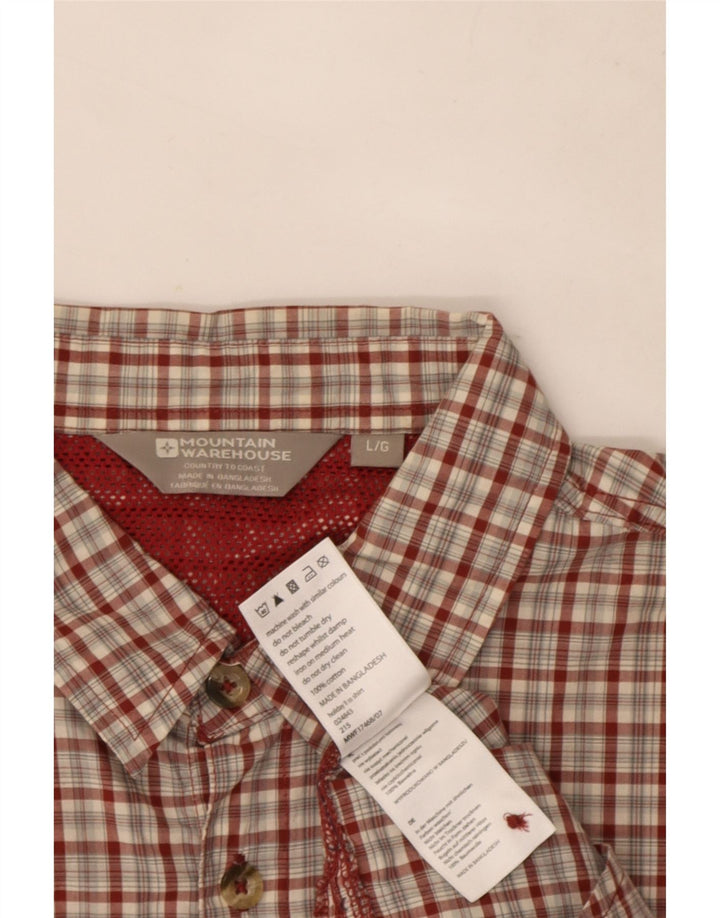 Camicia da uomo a maniche corte Mountain Warehouse in cotone a quadri rossi grandi