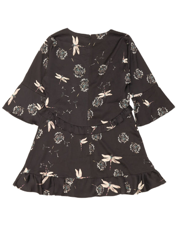 Abito a trapezio da donna Zara con maniche a 3/4 UK 18 XL Nero floreale