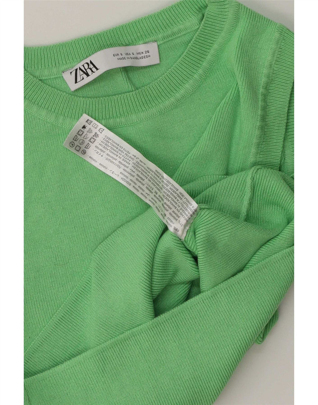 Top corto da donna Zara UK 10 piccolo in viscosa verde