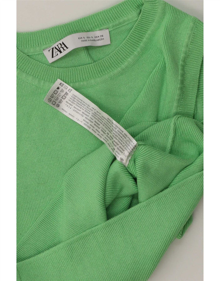 Top corto da donna Zara UK 10 piccolo in viscosa verde