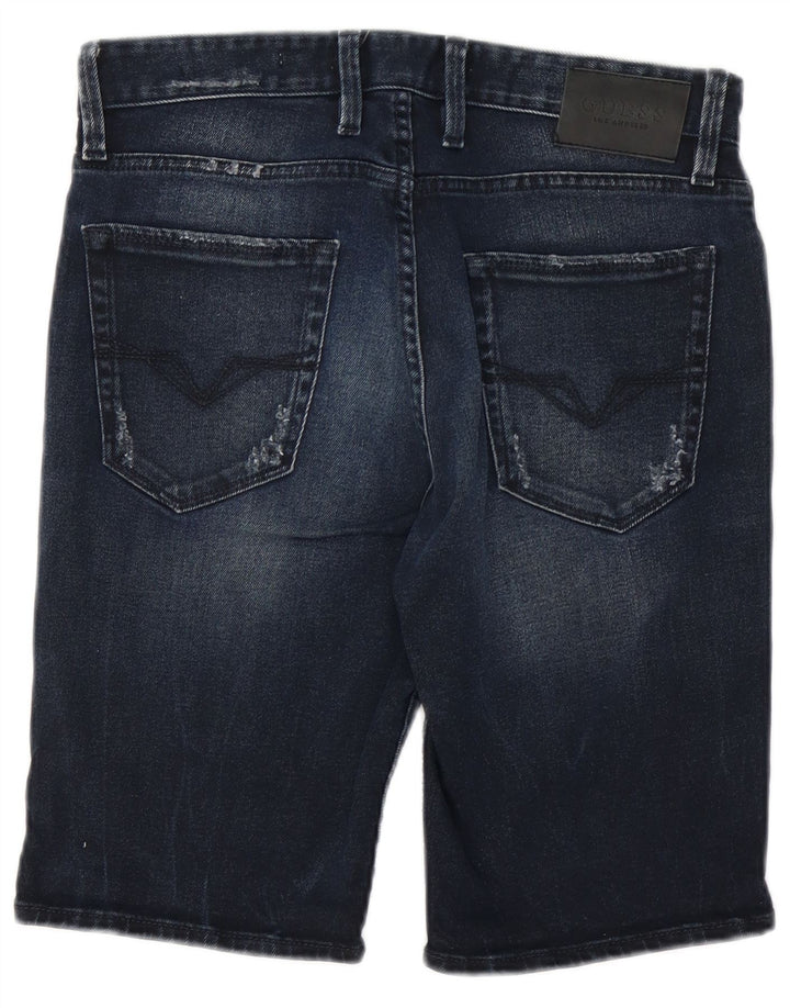 Pantaloncini GUESS da uomo slim in denim invecchiato W30 cotone blu navy medio