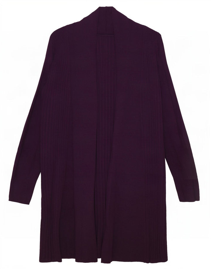 Maglione cardigan aperto lungo da donna Marks & Spencer UK 16 grande viola