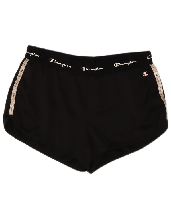 Champion Womens Graphic Sport Shorts UK 14 Large Black Colourblock