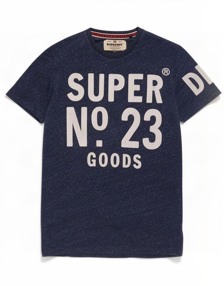T-shirt grafica da uomo Superdry Top Small in poliestere screziato blu navy