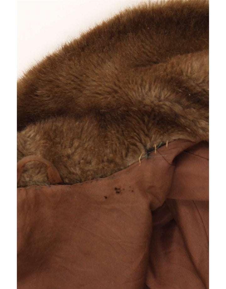 Giacca vintage da donna in pelliccia sintetica UK 14 Marrone medio