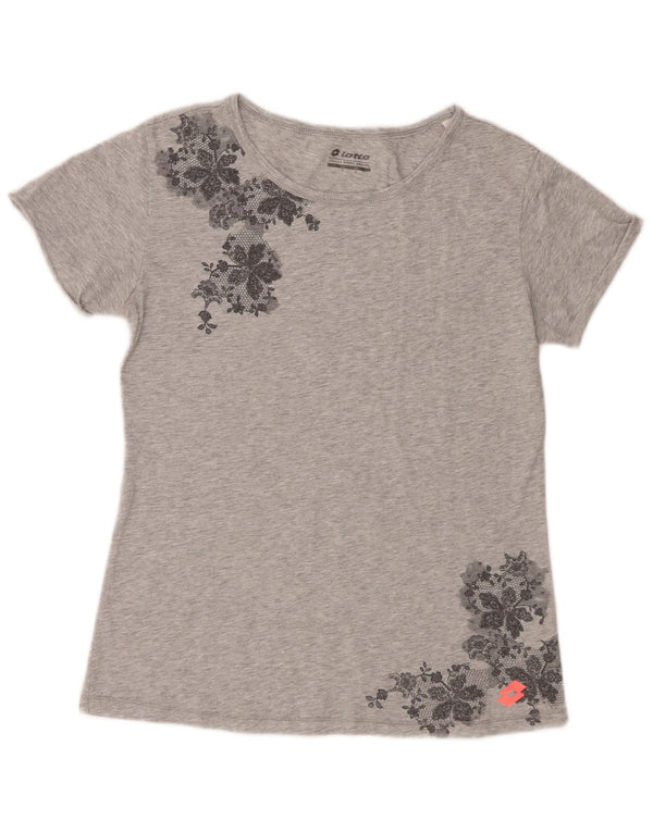 T-shirt da donna Lotto Top UK 10 piccolo cotone floreale grigio