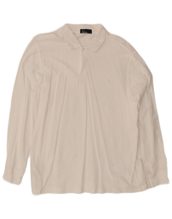 Polo a maniche lunghe da uomo Fred Perry grande in cotone bianco