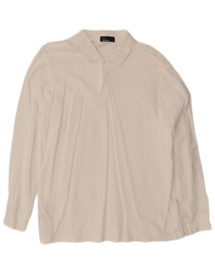 Polo a maniche lunghe da uomo Fred Perry grande in cotone bianco