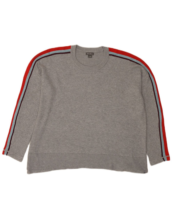 Maglione maglione girocollo da donna Eddie Bauer UK 20 2XL Blocco colore grigio