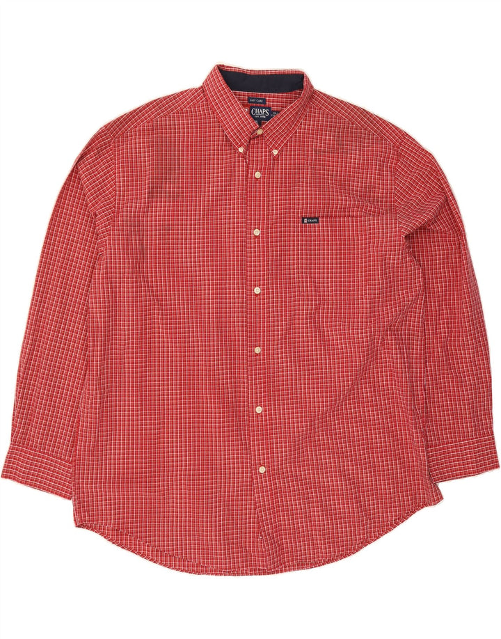 CHAPS Mens Easy Care Flannel Shirt 2XL Red Check Cotton Vintage Chaps and Second-Hand Chaps from Messina Hembry 