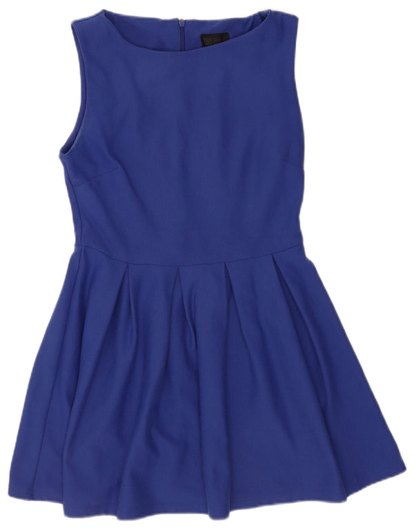 Topshop Abito da donna senza maniche a trapezio UK 10 Piccolo poliestere blu