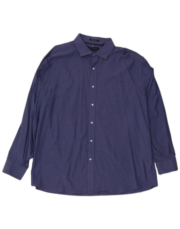 Camicia da uomo vestibilità regolare Tommy Hilfiger taglia 18 1/2 2XL cotone maculato blu
