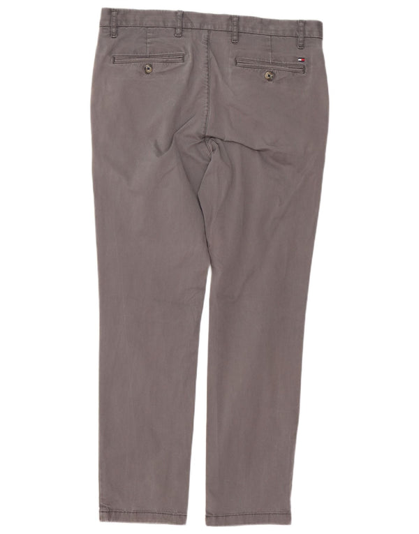 Pantaloni chino slim fit da uomo Tommy Hilfiger W34 L30 cotone grigio