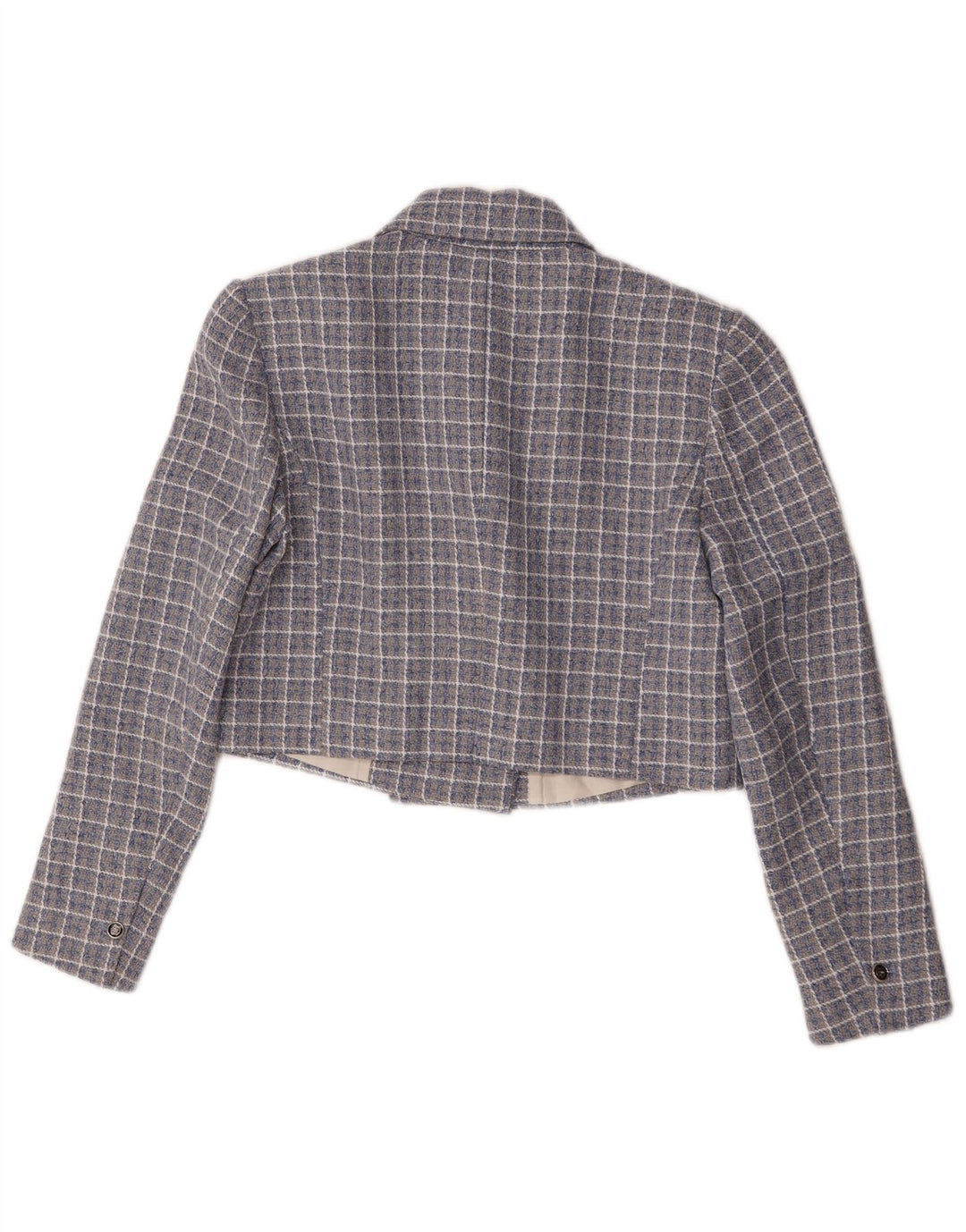 Giacca blazer doppiopetto corta da donna Zara UK 14 blu medio a quadri