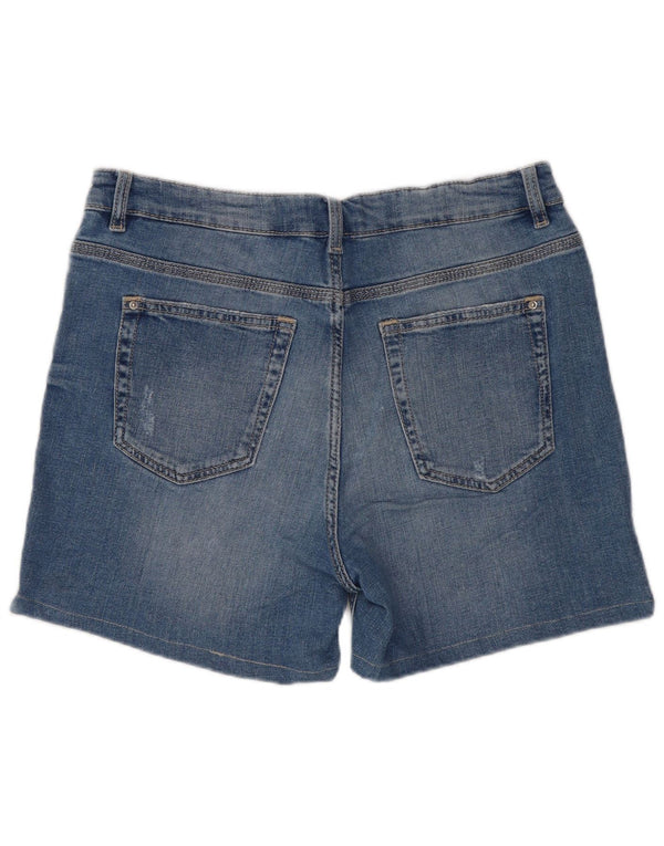 Marks & Spencer Womens Distressed Denim Shorts UK 12 Medium W30 Blue Cotton