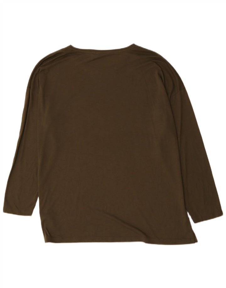 Marks & Spencer Top grafico oversize da donna a maniche lunghe UK 18 XL Cachi
