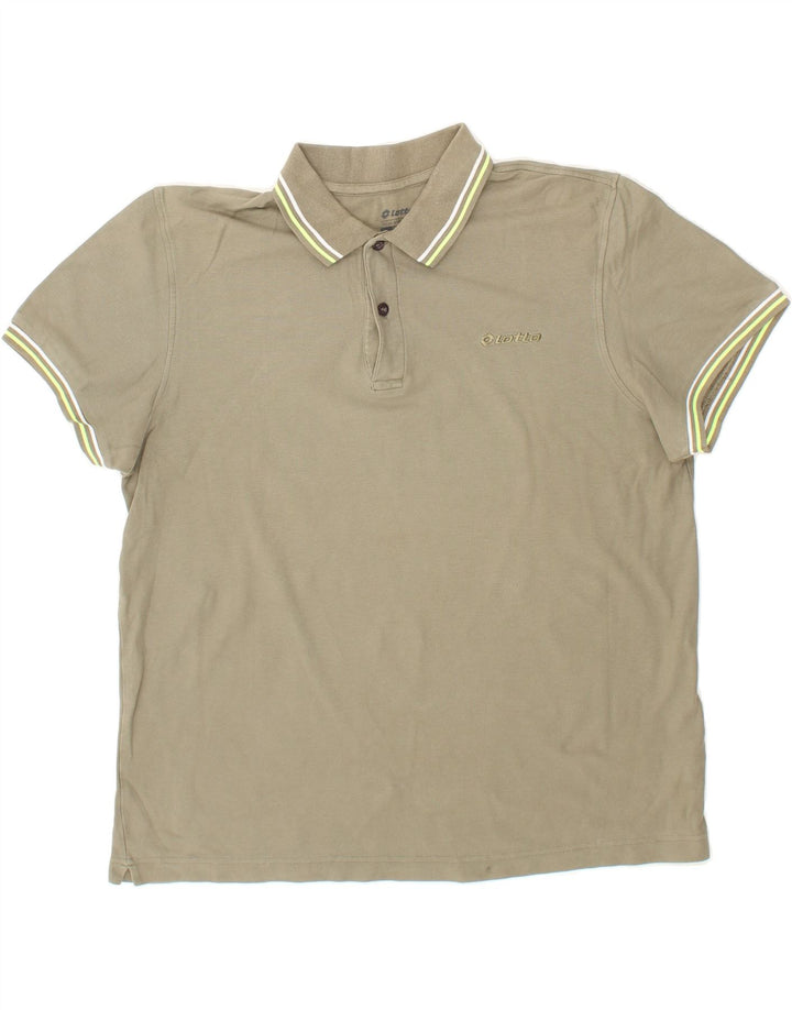 LOTTO Mens Polo Shirt XL Khaki Cotton Vintage Lotto and Second-Hand Lotto from Messina Hembry 