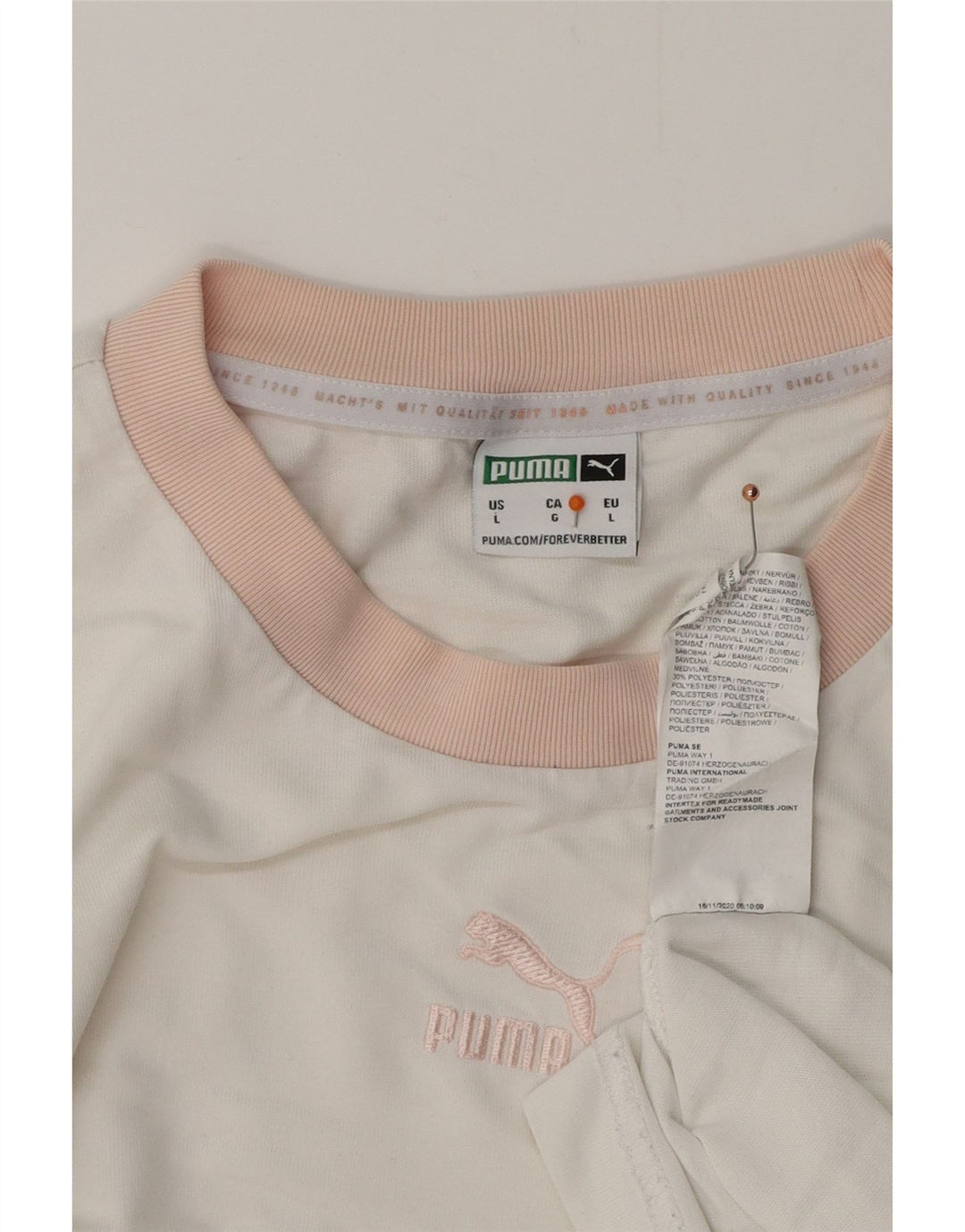 T-shirt da uomo PUMA Top Large in cotone bianco