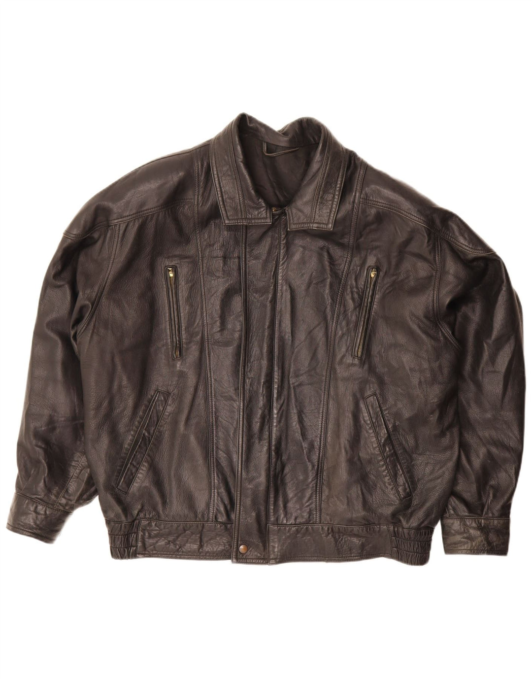 Giacca in pelle vintage da uomo UK 42 XL in pelle nera