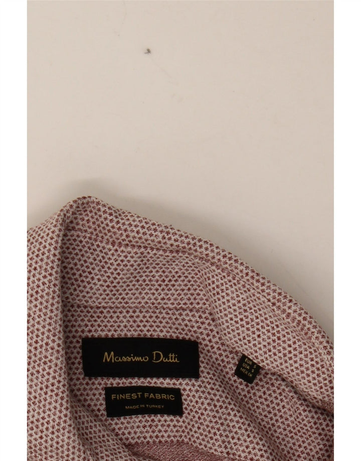 MASSIMO DUTTI Mens Shirt Small Burgundy Spotted Cotton Vintage Massimo Dutti and Second-Hand Massimo Dutti from Messina Hembry 