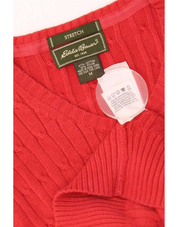 Maglione cardigan elasticizzato da donna Eddie Bauer UK 14 Cotone rosso medio