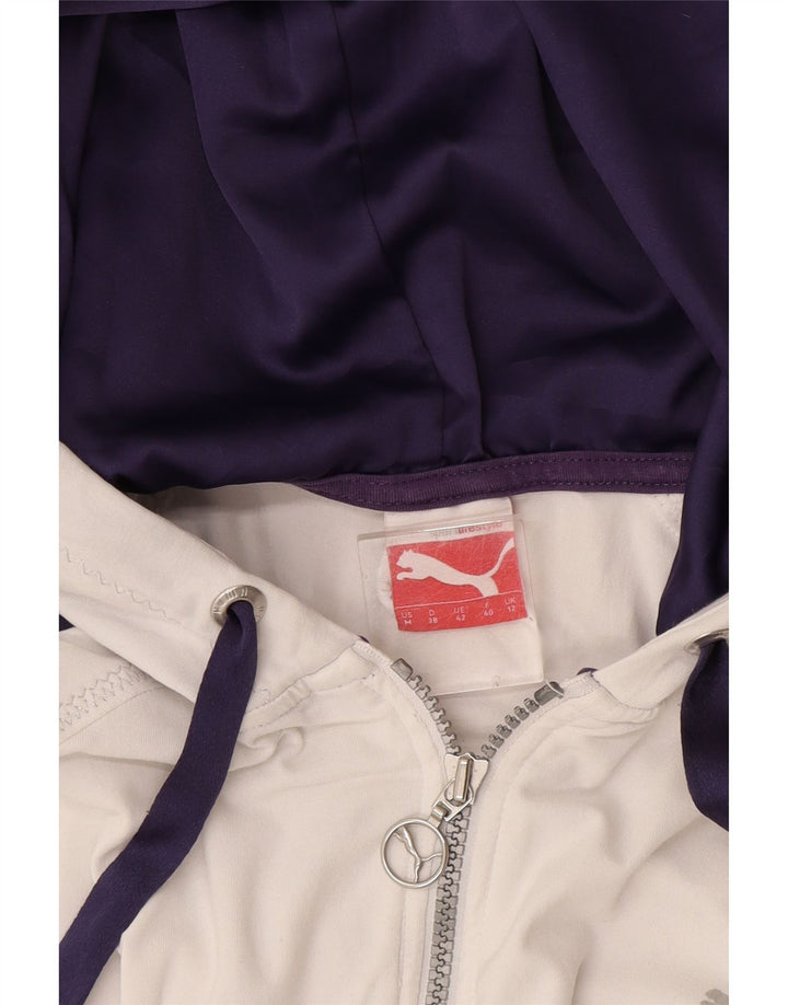 Felpa con cappuccio e zip da donna Puma UK 12 Medium White Colourblock