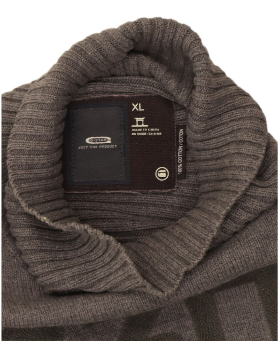 Maglione maglione con collo alto grafico da uomo G-Star XL in cotone grigio
