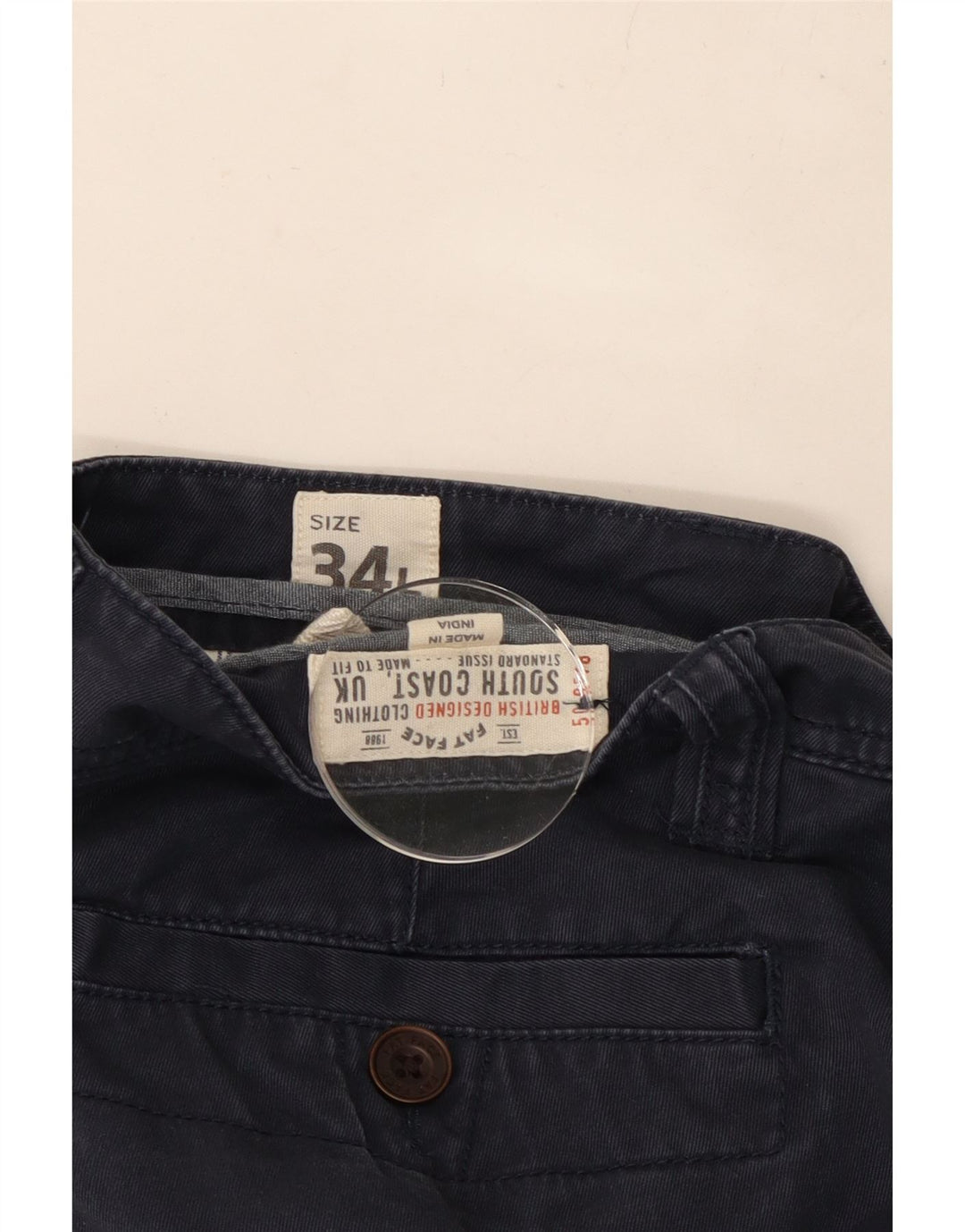 FAT FACE Pantaloni chino slim da uomo W34 L34 cotone blu navy