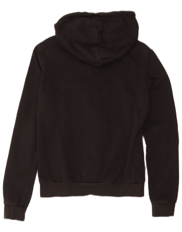 Felpa con cappuccio e zip grafica PUMA da donna UK 8 piccola in cotone nero