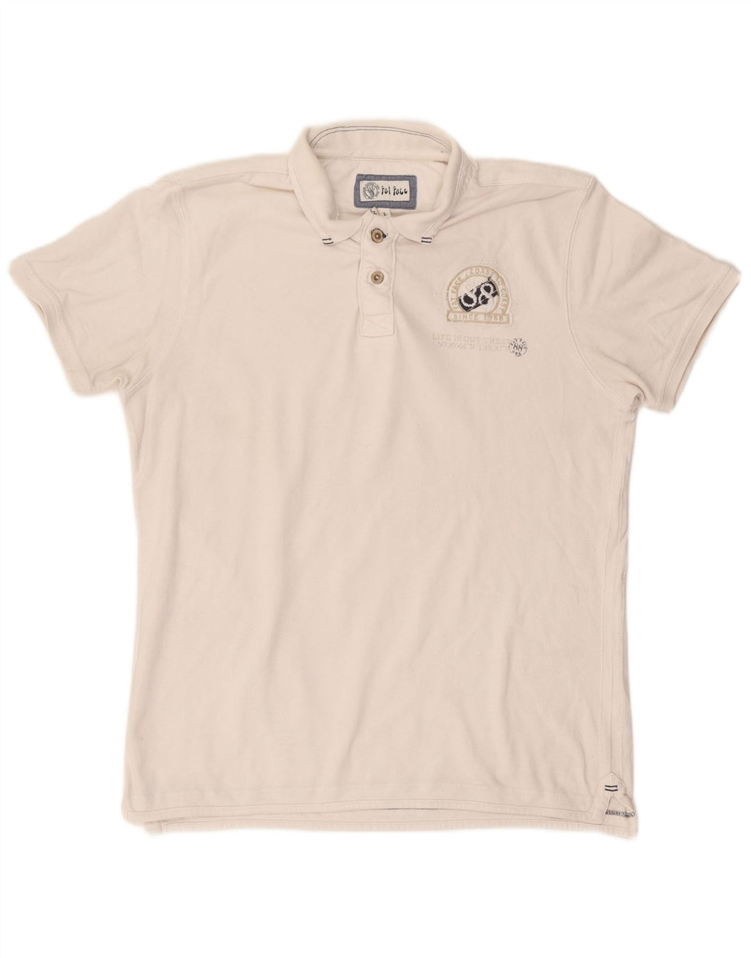 Polo grafica da uomo Fat Face grande in cotone bianco