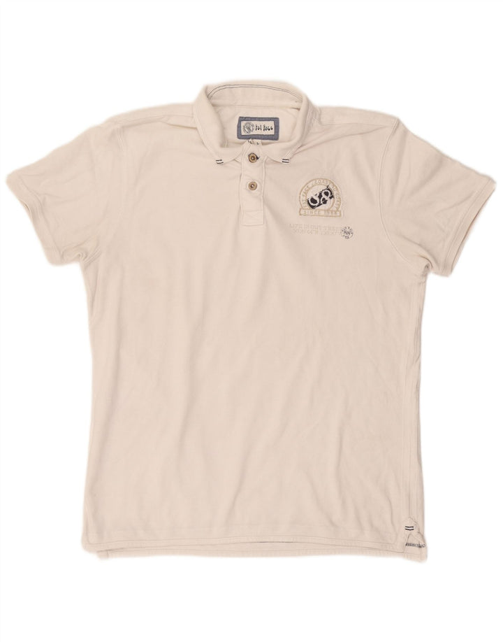Polo grafica da uomo Fat Face grande in cotone bianco