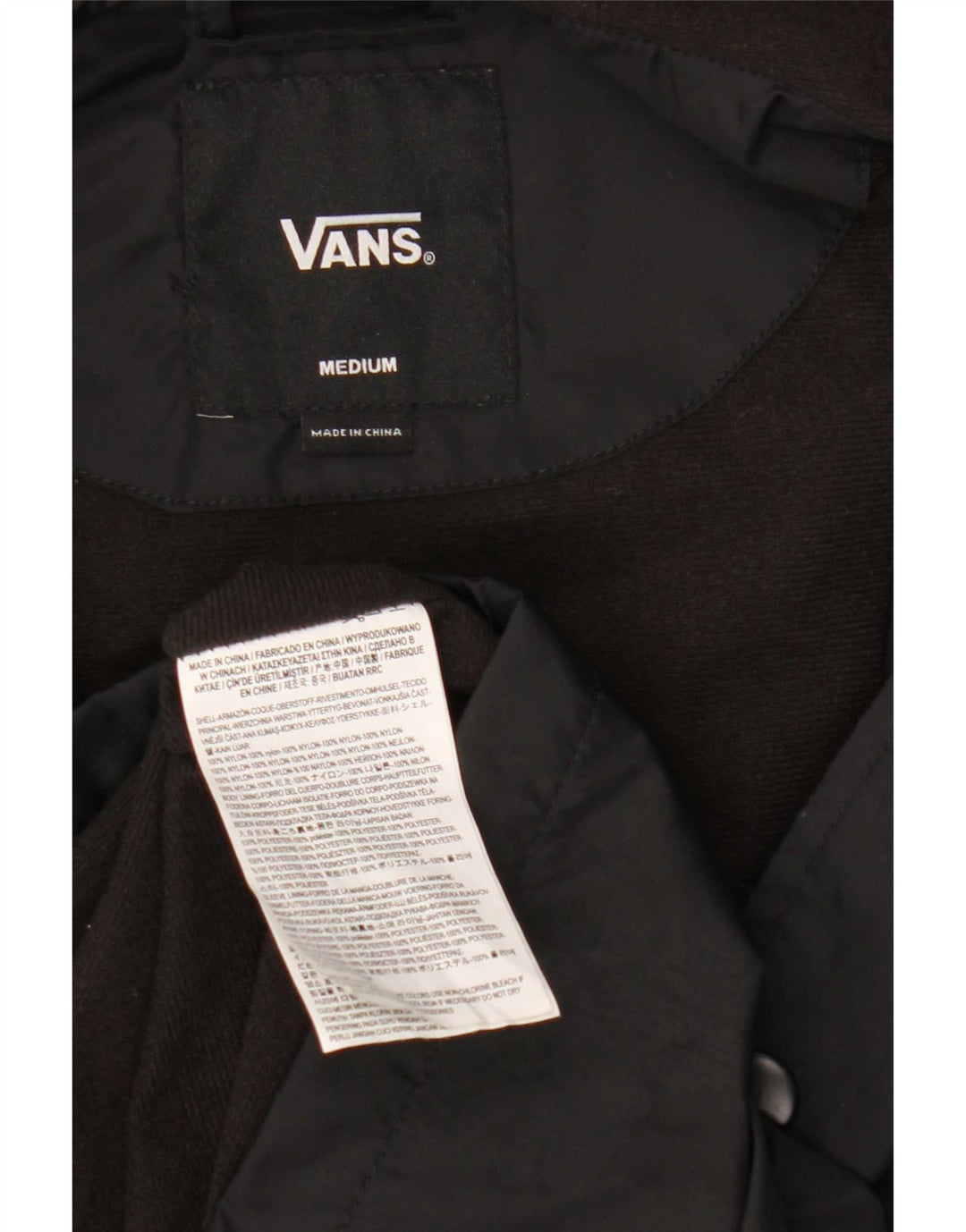 Giacca antipioggia da uomo con cappuccio grafico Vans UK 38 nylon nero medio