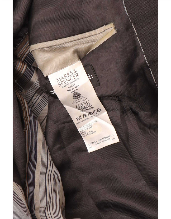 Giacca blazer a 2 bottoni da uomo Marks & Spencer UK 42 Large Marrone New Wool