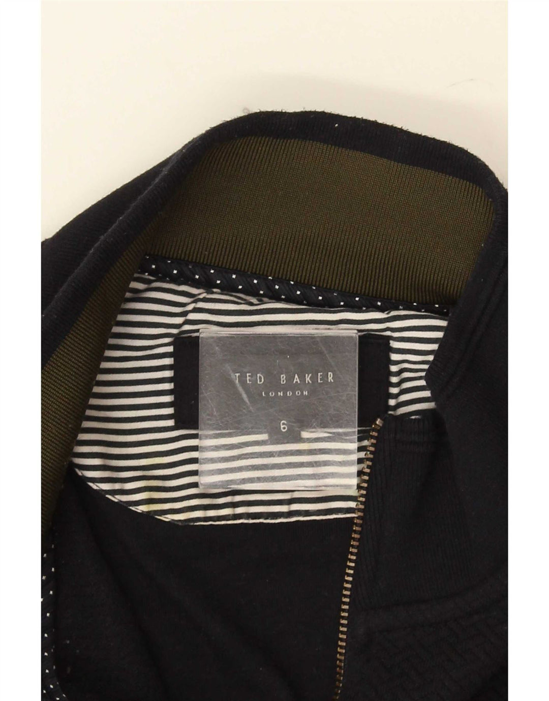 Maglione maglione con collo con zip da uomo Ted Baker taglia 6 2XL blu navy
