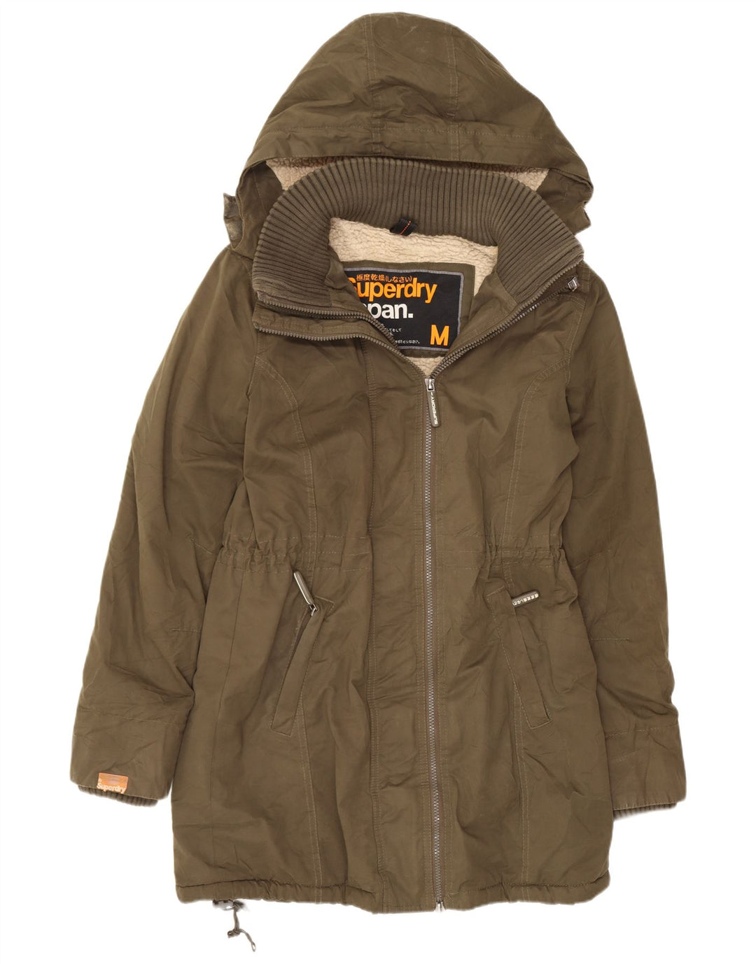 Giacca parka da donna con cappuccio Superdry UK 14 medio poliestere kaki