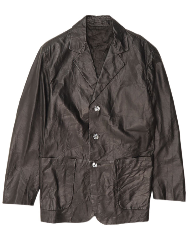 Giacca Blazer in Pelle da Uomo a 3 Bottoni Fratelli Rossetti IT 50 Large Nera