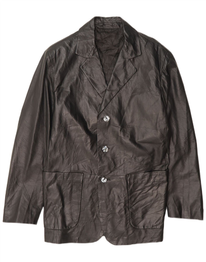 Giacca Blazer in Pelle da Uomo a 3 Bottoni Fratelli Rossetti IT 50 Large Nera