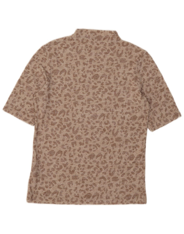 Top camicetta da donna Marks & Spencer UK 12 Viscosa con stampa animalier beige medio