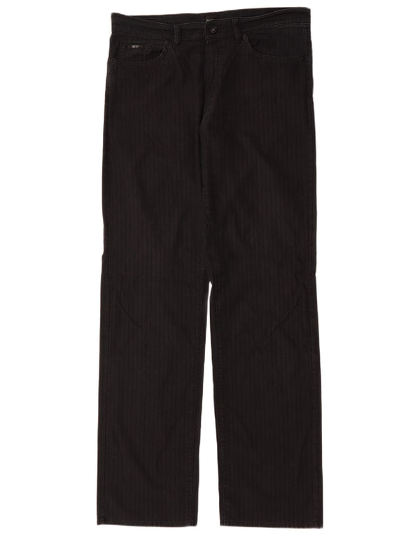 Pantaloni casual dritti da uomo Hugo Boss Texas W36 L36 gessati neri
