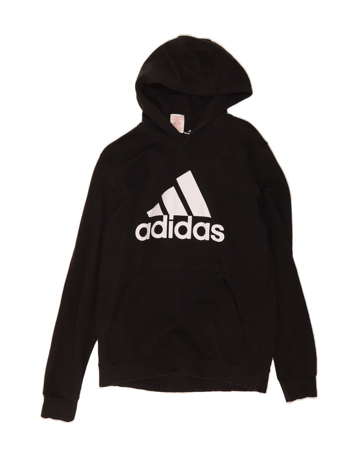 ADIDAS Womens Graphic Hoodie Jumper UK 12 Medium Black Vintage Adidas and Second-Hand Adidas from Messina Hembry 