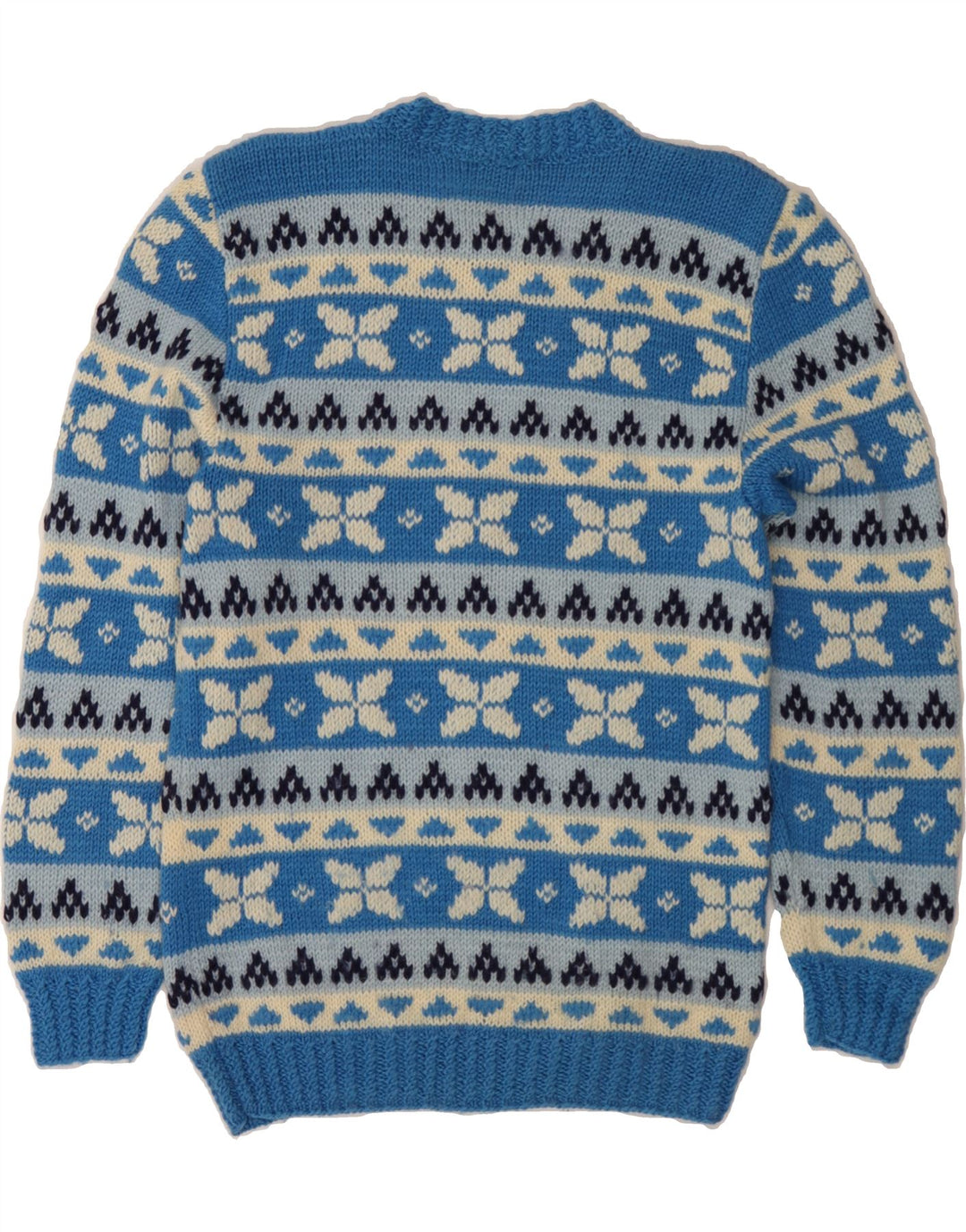 Maglione maglione girocollo da uomo VINTAGE piccolo blu Fair Isle
