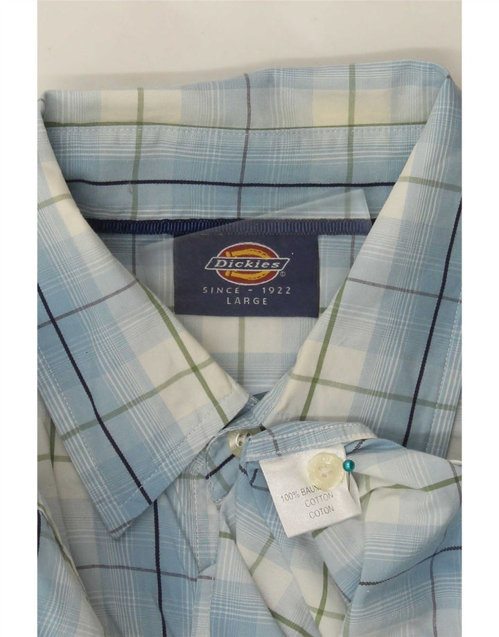 Dickies Camicia a maniche corte da uomo in cotone a quadri blu grandi