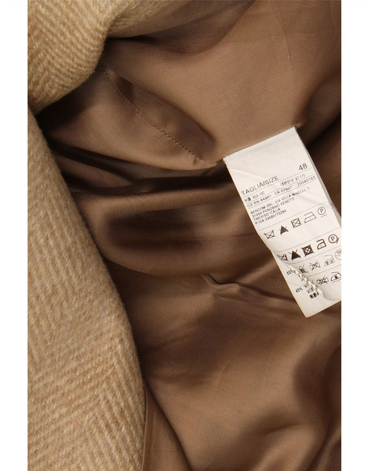 BENETTON Womens Double Breasted Coat IT 48 XL Beige Herringbone Wool Vintage Benetton and Second-Hand Benetton from Messina Hembry 