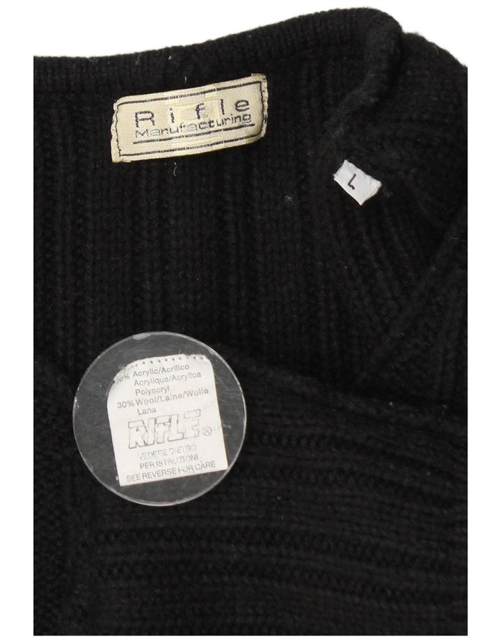 Maglione da uomo con scollo a V Rifle, grande in acrilico nero